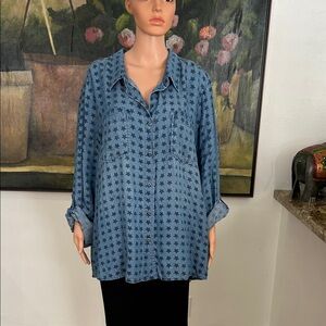 NWOT Standard Grace blue on blue button down shirt with stars